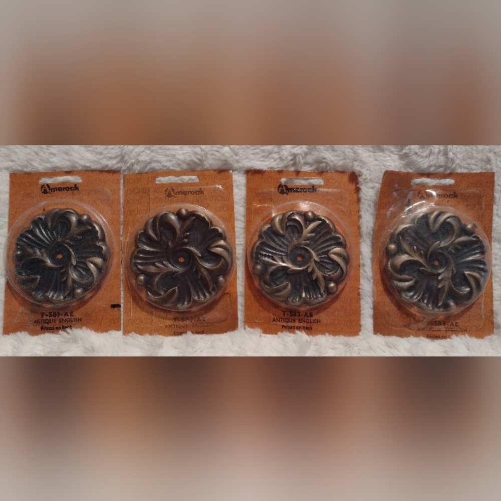 4 Vintage Mid Century Antique English Backplate Amerock Provincial T-583 -AC NOS